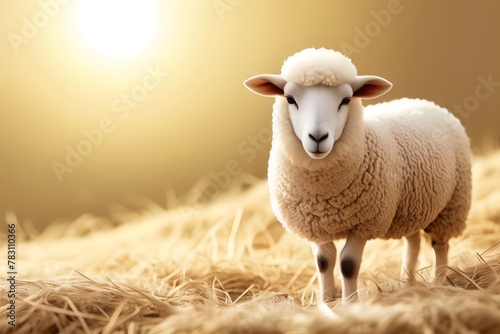 Sheep for Islamic background for Eid adha, ramadan, eid fitr or any islamic event with copy space for text photo