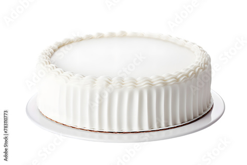 White birthday cake with no decoration side view mock up isolated on transparent background