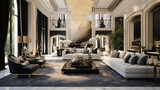 Hollywood regency style home interior design of modern living room in luxury villa Generative AI