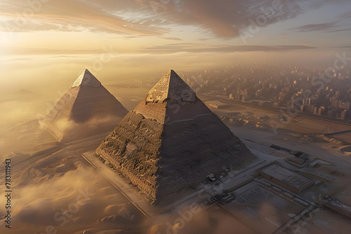 Blick auf die Pyramiden in   gypten  Tal der K  nige  Kairo    gypten Hochkultur  Ausgrabungsst  tte  erstellt mit generativer KI