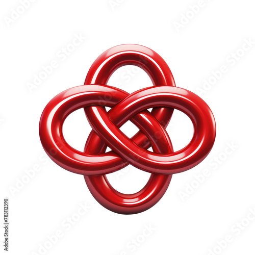 Shiny Red Celtic Knot Design Illustrating Intertwining and Complexity Concepts.