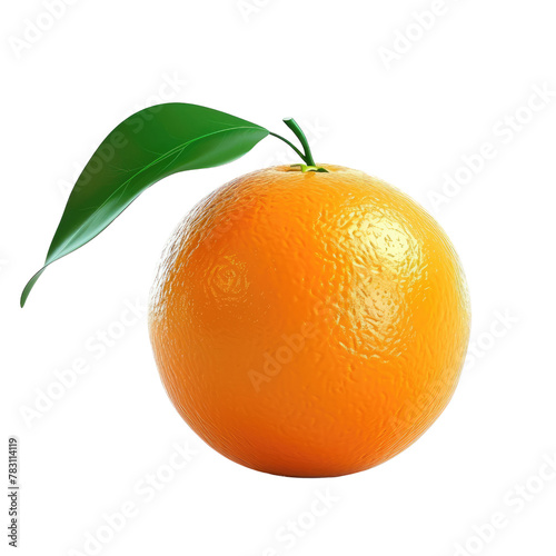 Vibrant Orange Fruit with a Green Leaf Attached, Representing Health and Vitality.