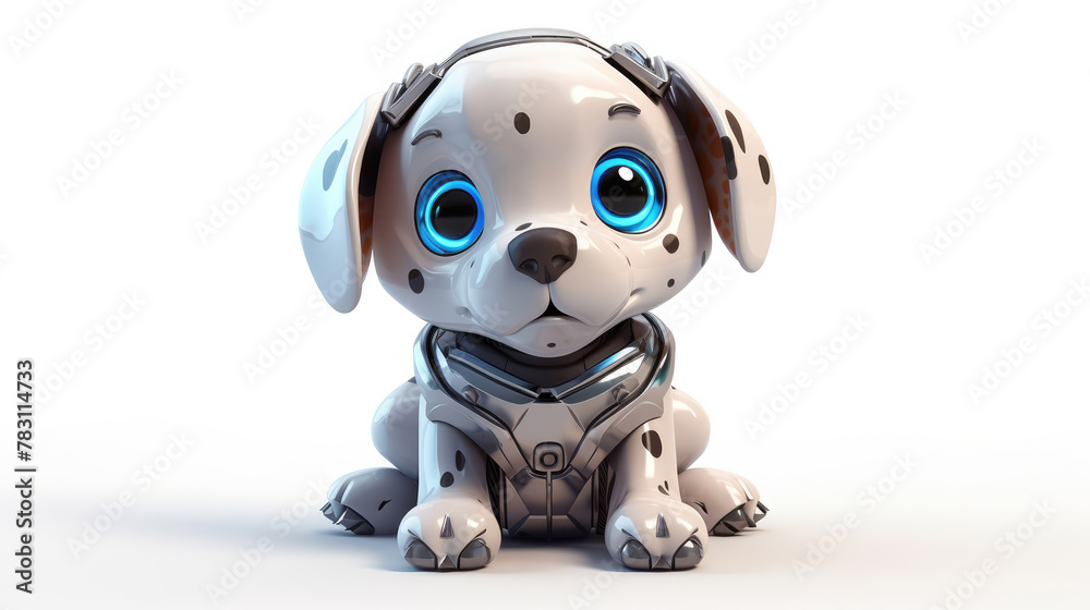 Cute dog robot, funny puppy, robotic animal over white background. Generative AI Cute dog robot, funny puppy, robotic animal over white background. Generative AI