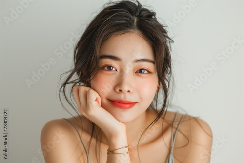 Portrait of beautiful Asian woman model. Beauty, cosmetology skin care and perfect make up concept