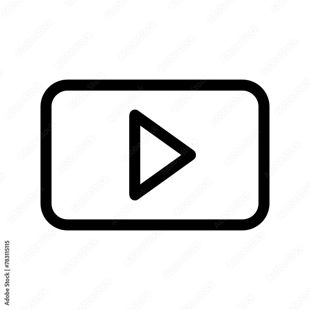 The youtube icon is black and outline style The youtube icon is black and outline style