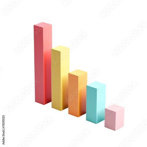 3D Bar Graph with Colored Columns in Descending Order  Representing the Concept of Data Analysis and Statistical Comparison.
