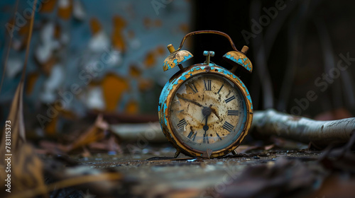 An antique clock eroded by time