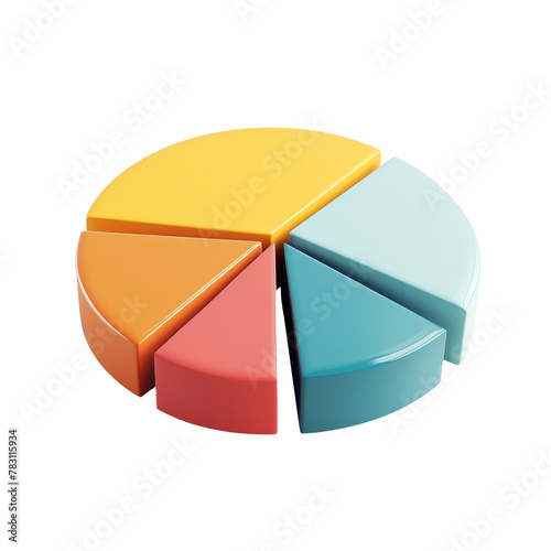 Colorful Pie Chart with 3D Effect Illustrating Data Segmentation and Analysis Concept.
