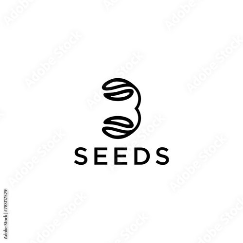 Number Three with seed plant for farm agriculture logo design