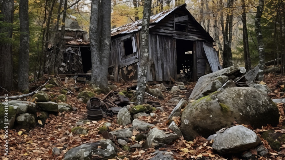 Obraz premium Empty rustic dwelling in mining area