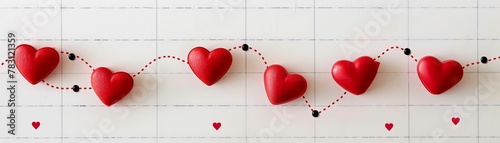 A love graph, with hearts and breakup texts illustrating the rollercoaster from heartache to true love photo