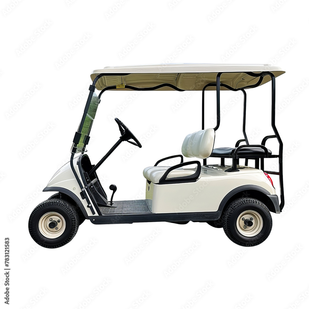 Modern Golf Cart Isolated on a Minimalist Background, Highlighting the Concept of Leisurely Transportation.