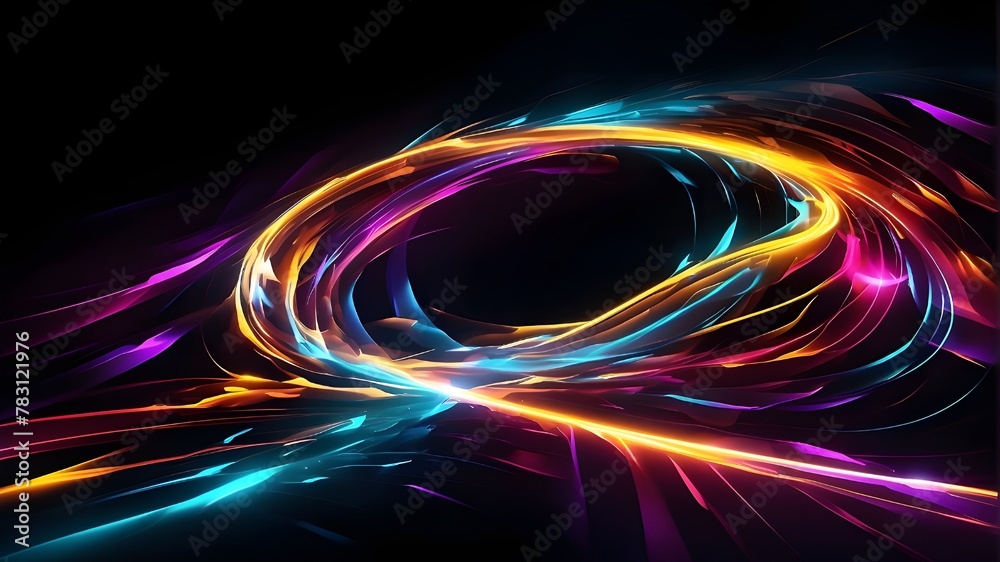 vibrant light trails with a moving picture feel. Illustration of a fast-moving light effect set against a dark background. vibrant light trails with a moving picture feel. Illustration of a fast-moving light effect set against a dark background.