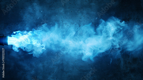 A blue smoke cloud is coming out of a blue tube photo