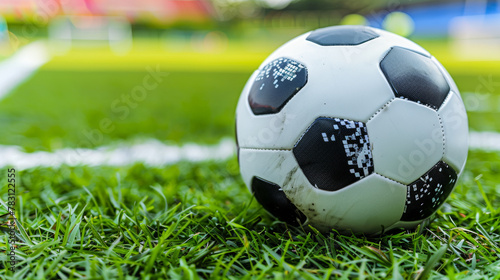 A soccer ball is sitting on the grass © Tatiana
