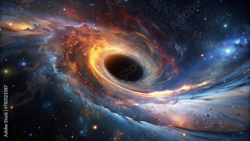 Black Hole in space absorbing everything 