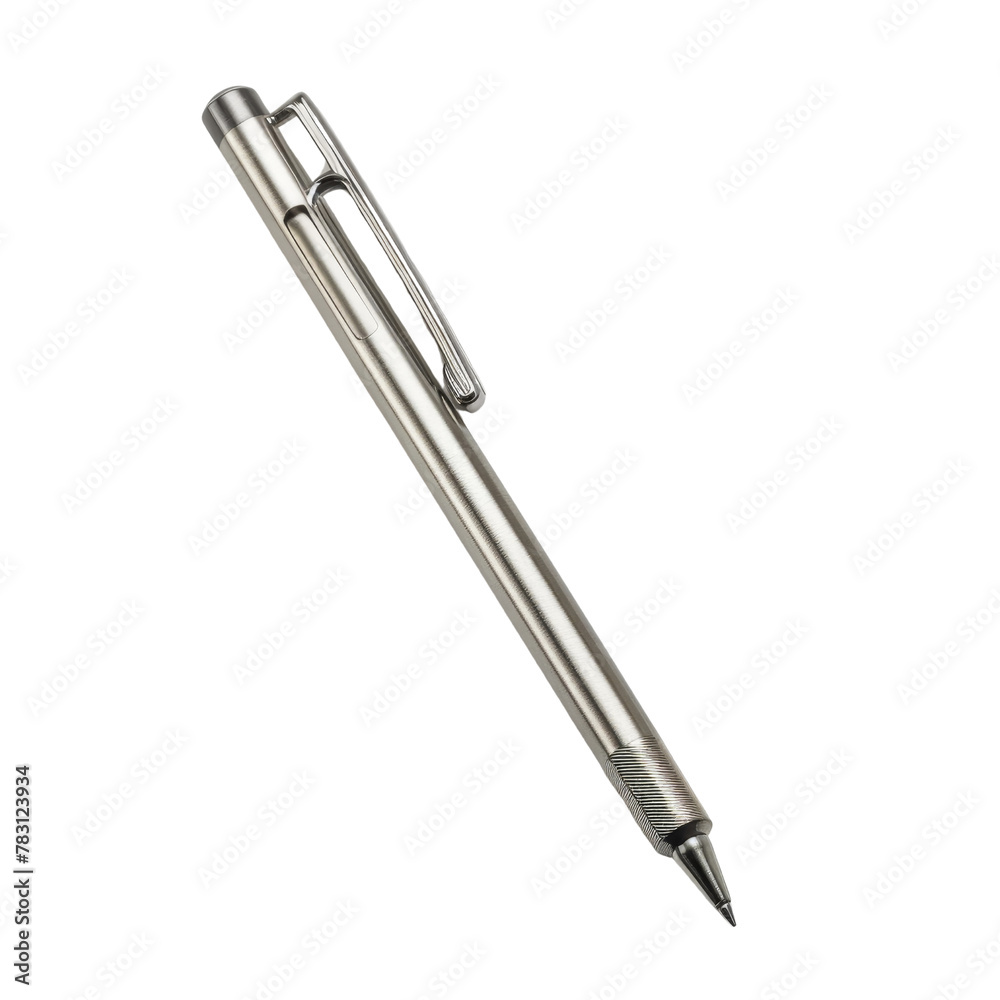 Silver Mechanical Pencil Isolated on a Background, Highlighting the Concept of Precision in Writing and Design. Silver Mechanical Pencil Isolated on a Background, Highlighting the Concept of Precision in Writing and Design.