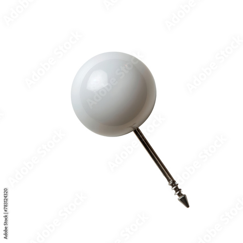 Close-up View of a White Push Pin on a Plain Background, Representing the Concept of Organization and Attachment.