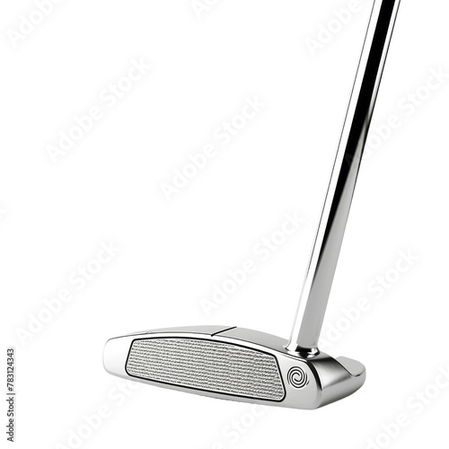 Close-up of a Golf Putter with Silver Head and Steel Shaft, Equipment for Precision Putting Concept.