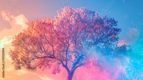 pastel fantasy tree whimsical dreamlike ethereal enchanting magical vibrant colorful surreal enchanted mystical imaginative fairytale otherworldly surreal whimsical dreamy fantastical vibrant pastel photo