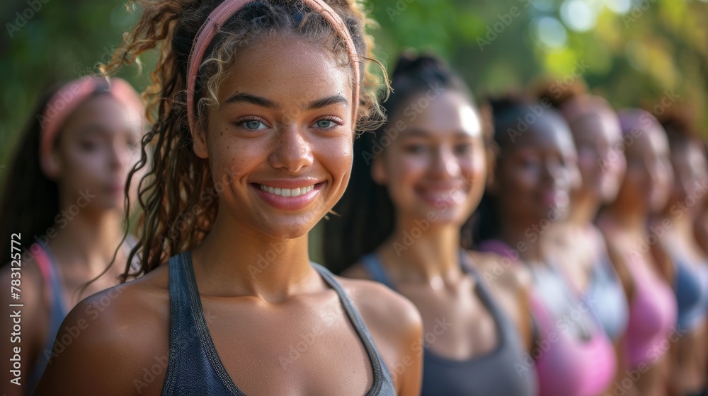 women, all shapes and sizes, wearing sport clothing at a wellness retreat women, all shapes and sizes, wearing sport clothing at a wellness retreat