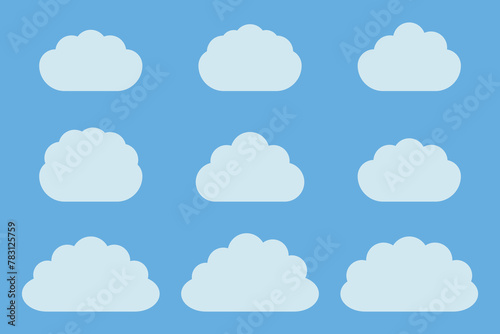 Set of vector cloud shapes. Vector clouds in the sky.