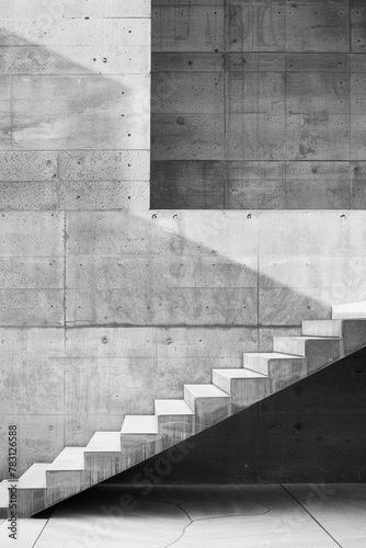 The stair and empty concrete wall, minimal style creating spatial harmony