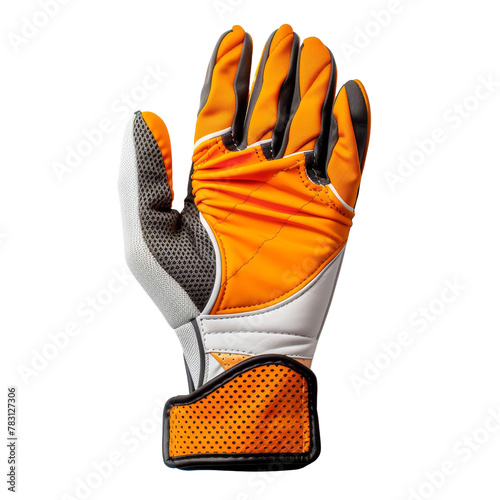 Isolated Orange and White Golf Glove, Emphasizing the Concept of Sports Gear and Golfing Equipment.
