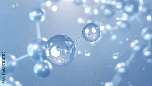 hydrofluoric acid molecular structure 3d, flat model, solution hydrogen fluoride, structural chemical formula view from a microscope