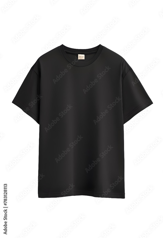 Black T-shirt mockup isolated on transparent background