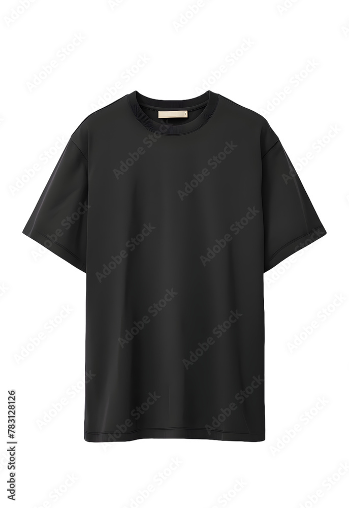 Black T-shirt mockup isolated on transparent background