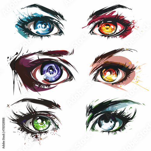 vector set of character eyes on white background .Generative AI