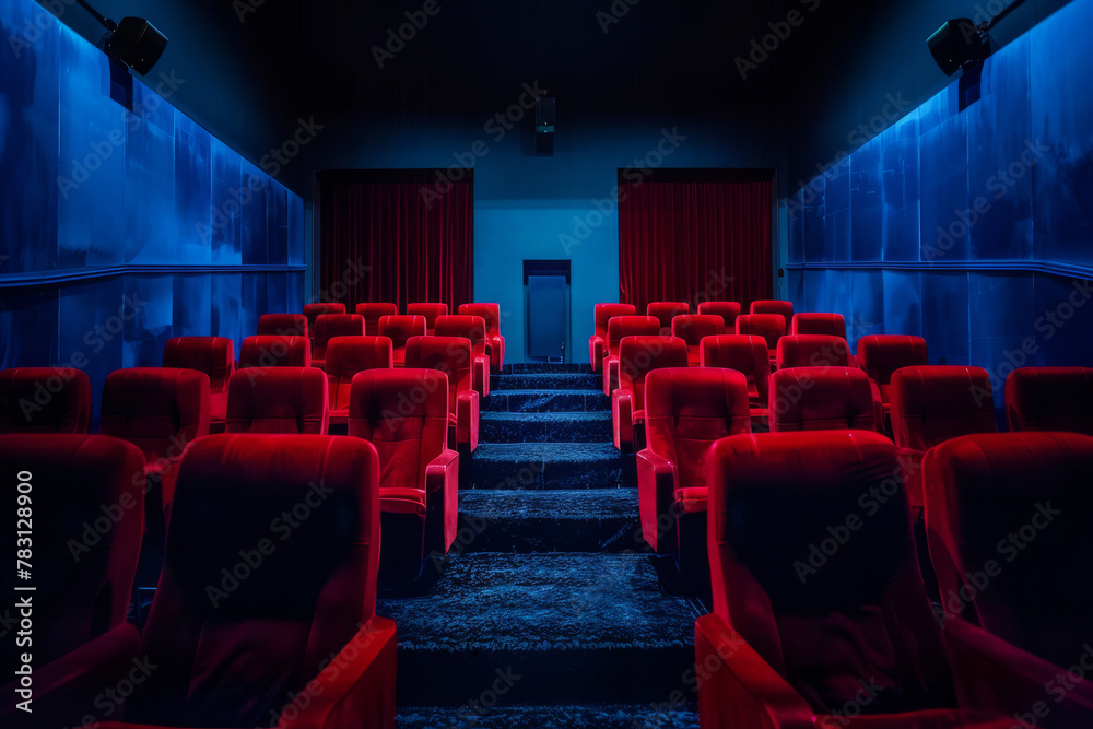 Empty cinema auditorium with red chairs. Empty cinema auditorium with red chairs.