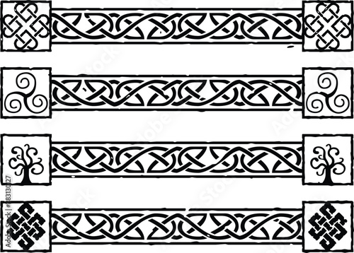 Horizontal Celtic Lace Borders with Square Ends
