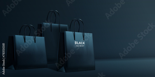 Black Friday background with black shopping bags
