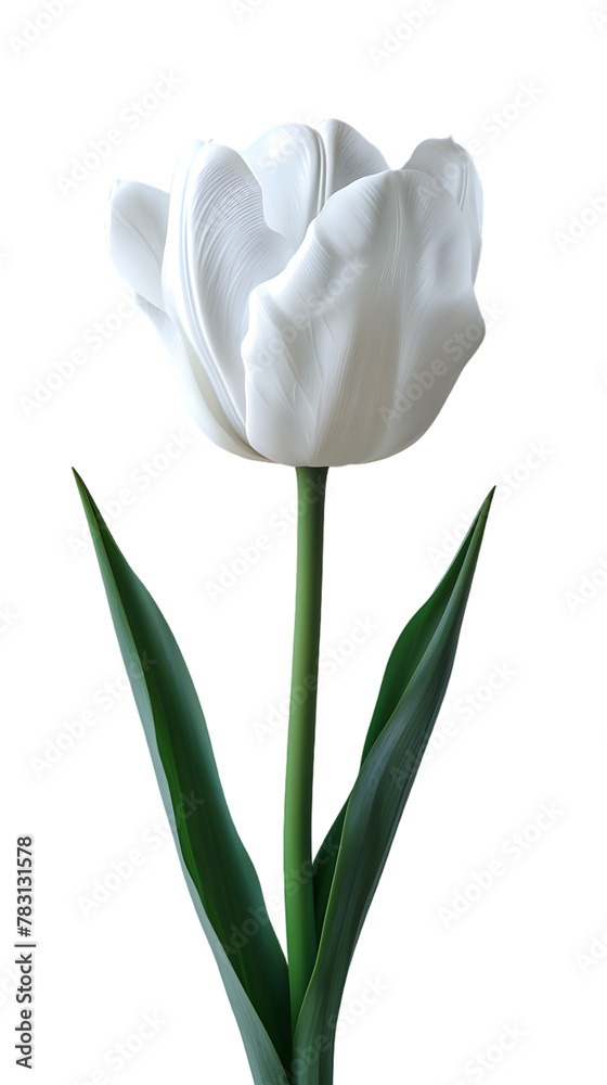 White Tulip single flower isolated on transparent background White Tulip single flower isolated on transparent background
