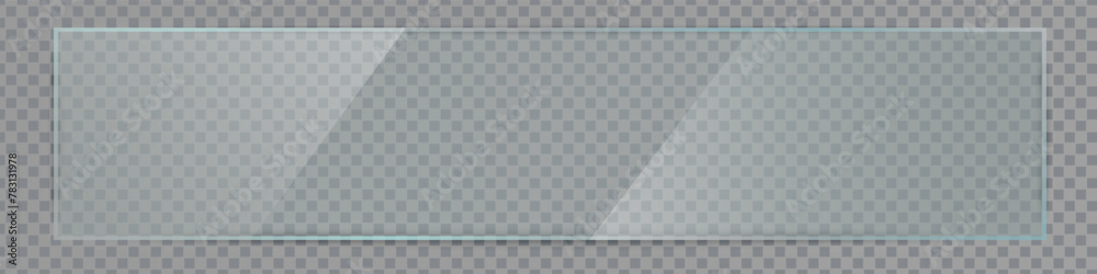 Vector glass frame. Isolated on transparent background. Glass banner realistic 