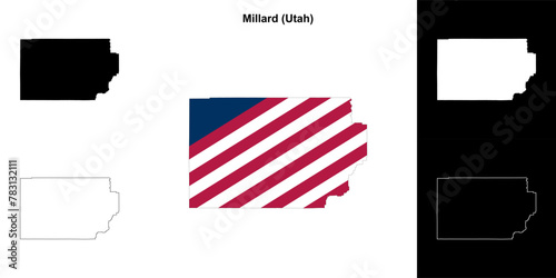 Millard County (Utah) outline map set photo