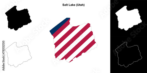 Salt Lake County (Utah) outline map set