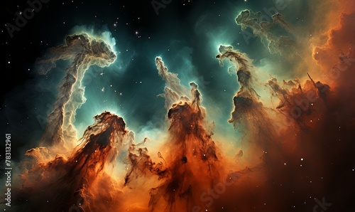 Galactic Space Scene With Stars and Clouds