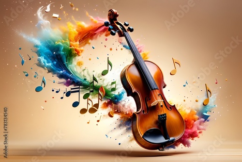 colorful background with musical notes, abstract music background © Peredniankina