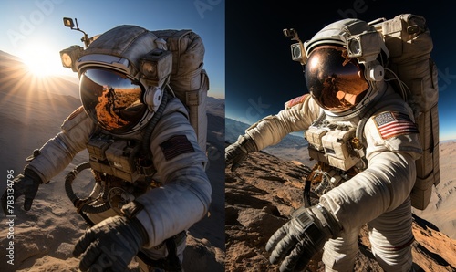 Two Astronauts in Space Suits