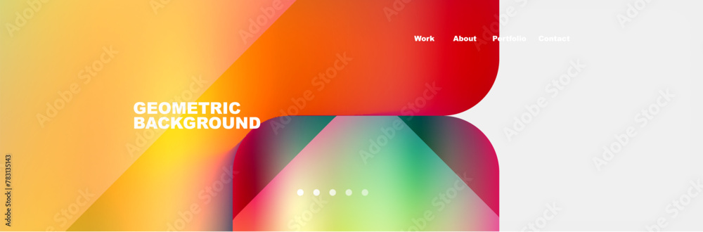 Vibrant geometric shapes on white background with liquid amber and orange tones Vibrant geometric shapes on white background with liquid amber and orange tones
