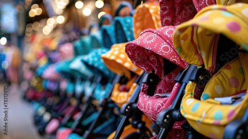 An Assortment of Strollers and Baby Gear Awaiting New Moms on Their Exciting Journey Ahead photo