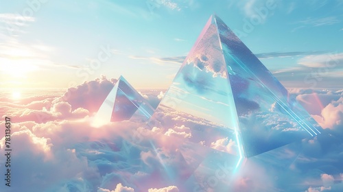 Reflective Pyramid: Mystical and Ethereal Fantasy in a Glass Heaven