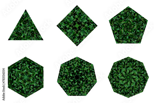 Abstract  mosaic polygon shape set - ornamental vector design element with geometrical shapes