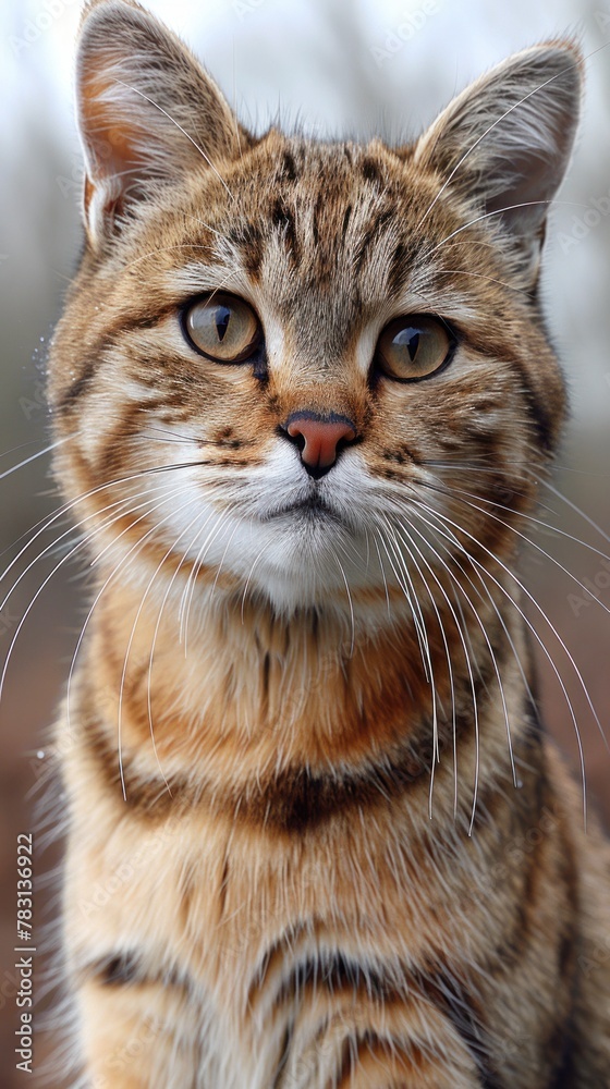 A cat staring directly at the camera in a close-up shot