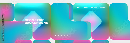 Gradient of azure and magenta rectangles on a geometric background