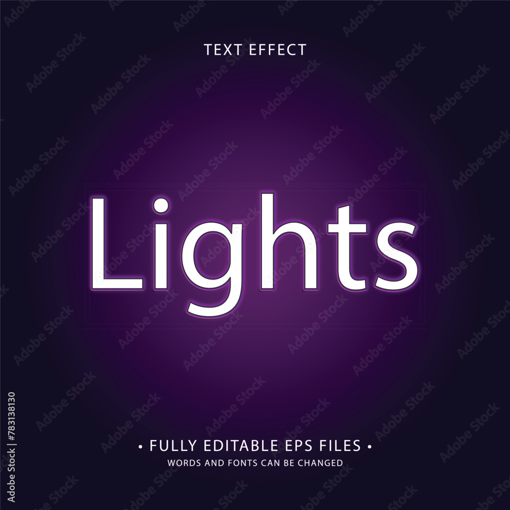 Colorful text effect light style. Editable text font effect neon theme.