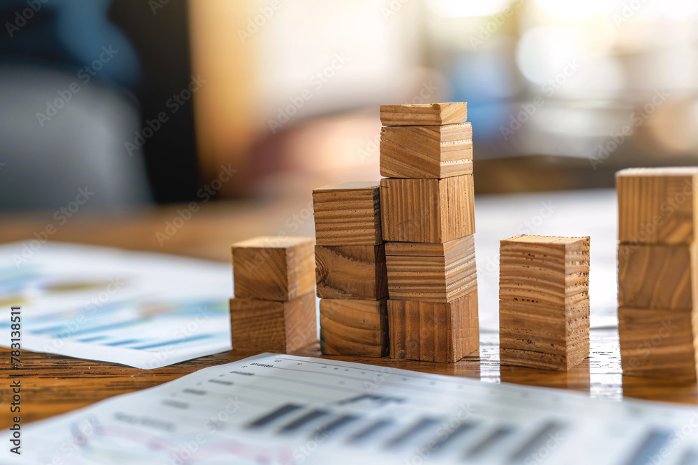 Wooden Block Stack on Table Wooden Block Stack on Table